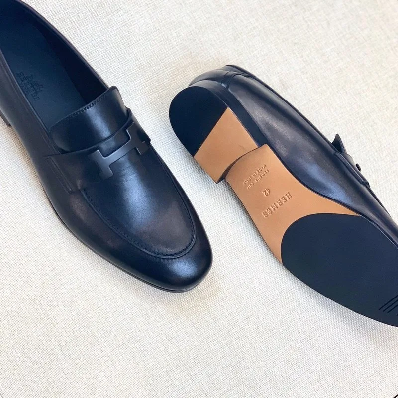Hermes Paris Loafers Navy Blue - Image 4