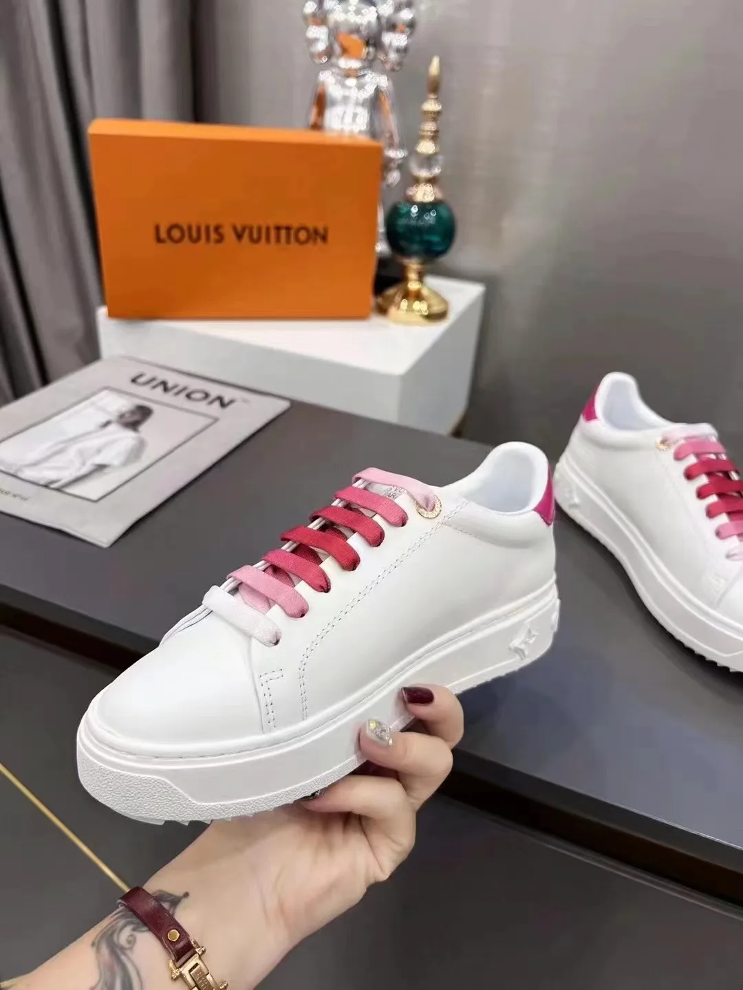 Louis Vuitton Time Out Sneaker Fuchsia Pink LV 1AA1BN - Image 2