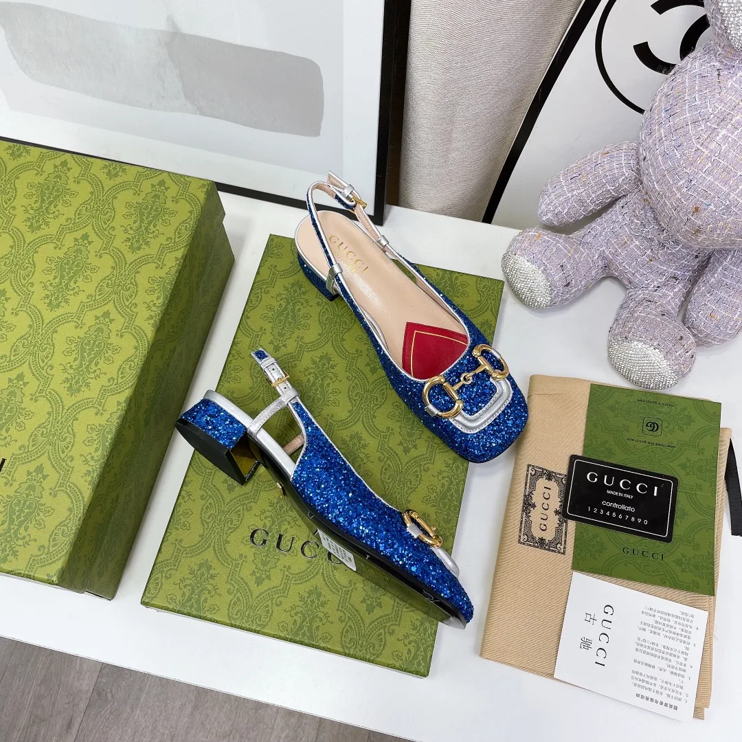 Gucci Lovelight Slingback With Horsebit Blue - Image 3