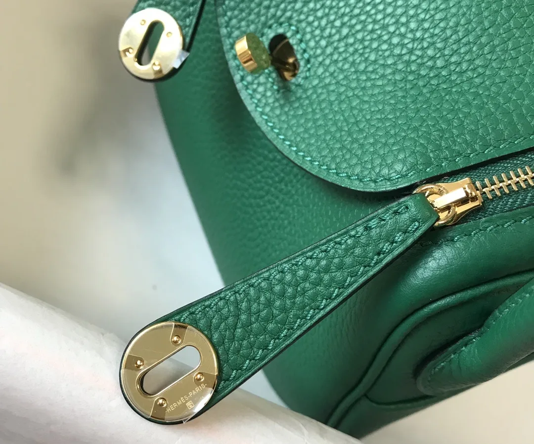 Hermes Lindy Mini Clemence Bag Green - Image 4