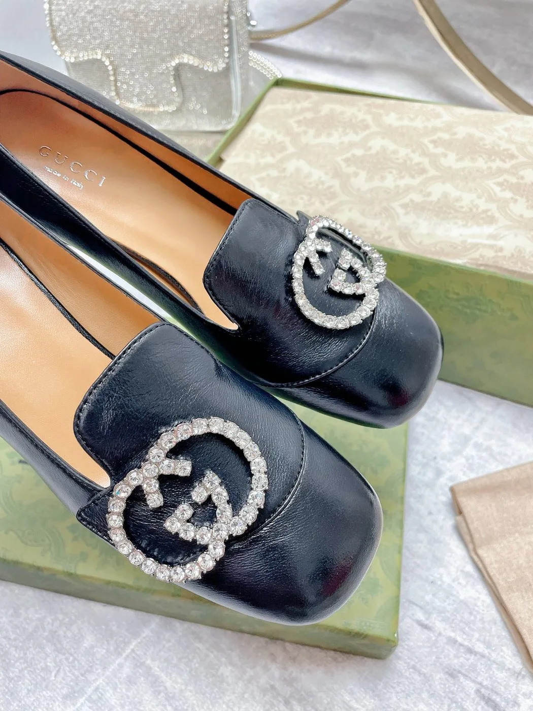 Gucci Women’s Mid-Heel Pump With GG Logo Black - Image 5