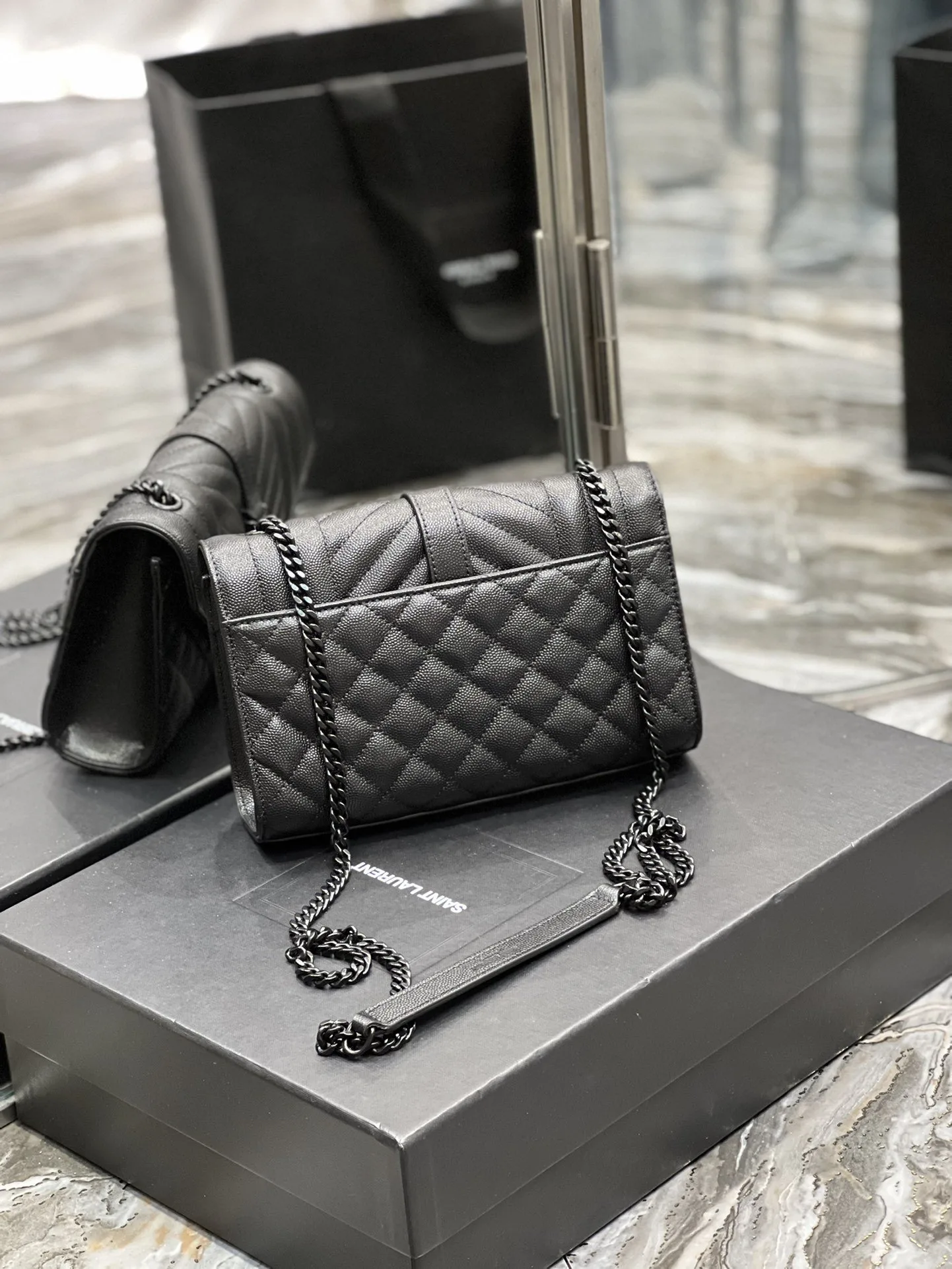 Saint Laurent Small Bag Black In Mix Matelasse / YSL - Image 4