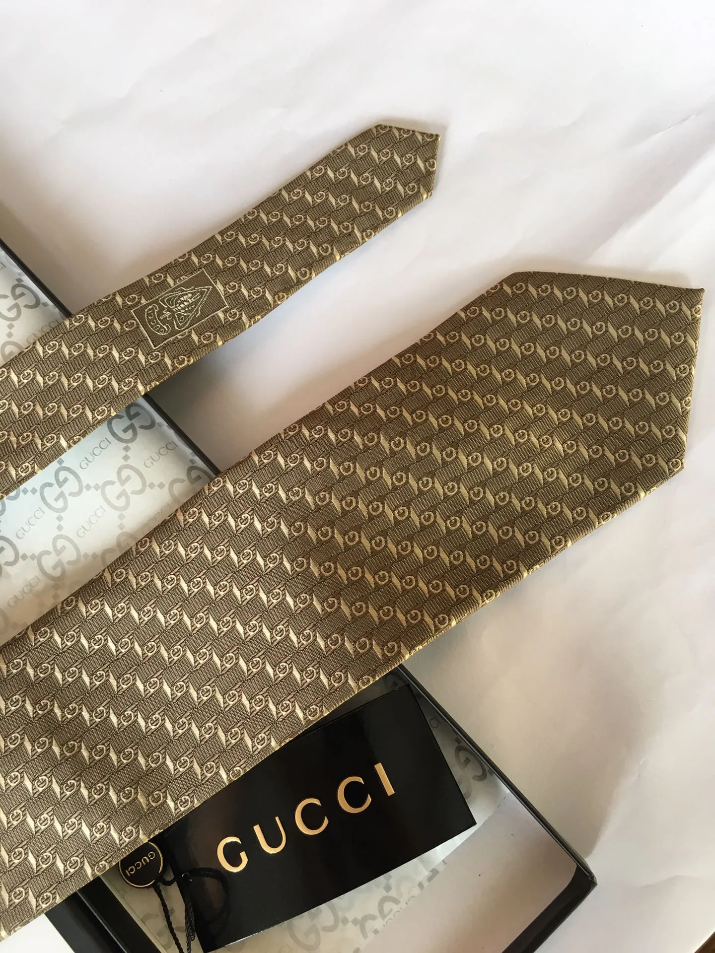 Gucci G Silk Jacquard Tie Yellow Copper GG Men - Image 3