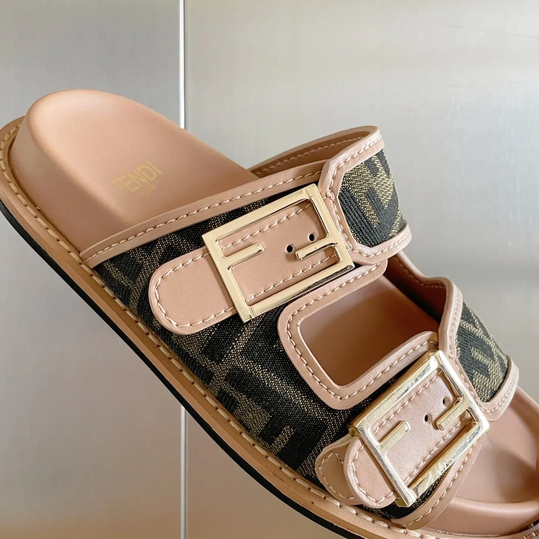 Fendi Feel Brown FF Fabric Slides 8X8326AEGVF1HHG - Image 9