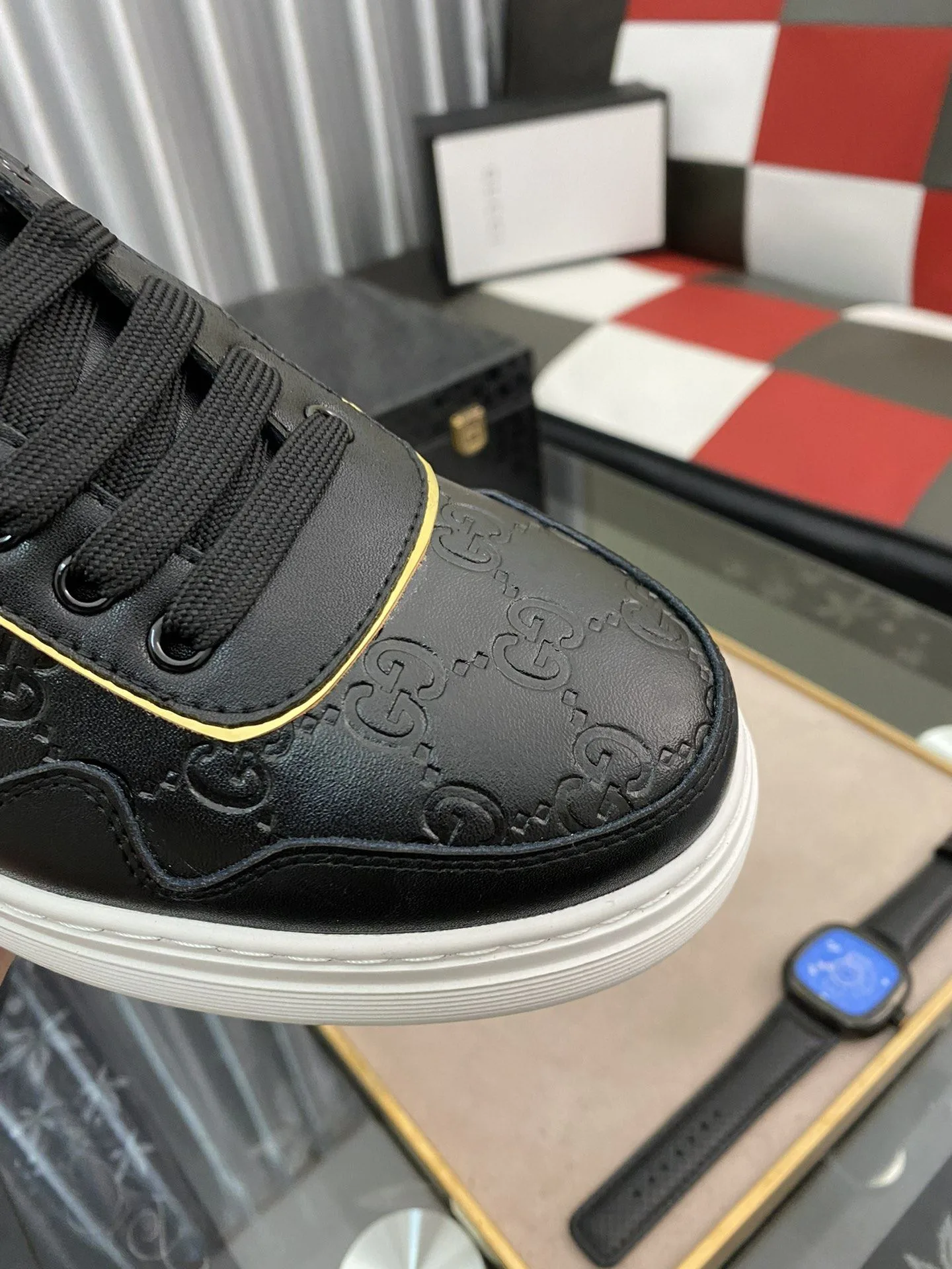 Alternative view of Gucci Men’s GG Embossed Sneaker Loafer With GG Black Gold