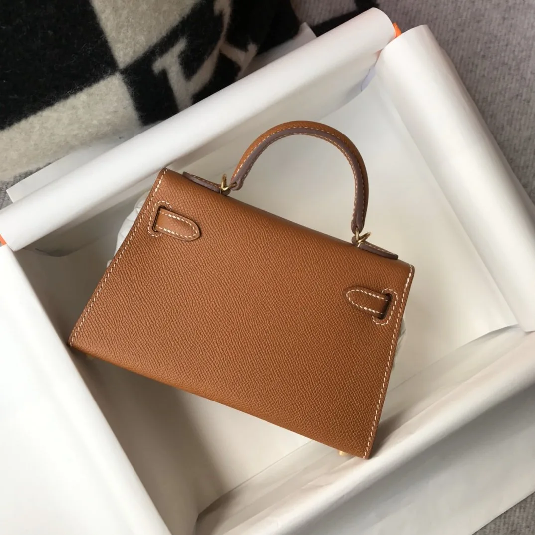 Hermes Mini Kelly 19 Sellier Epsom Brown Bag - Image 4