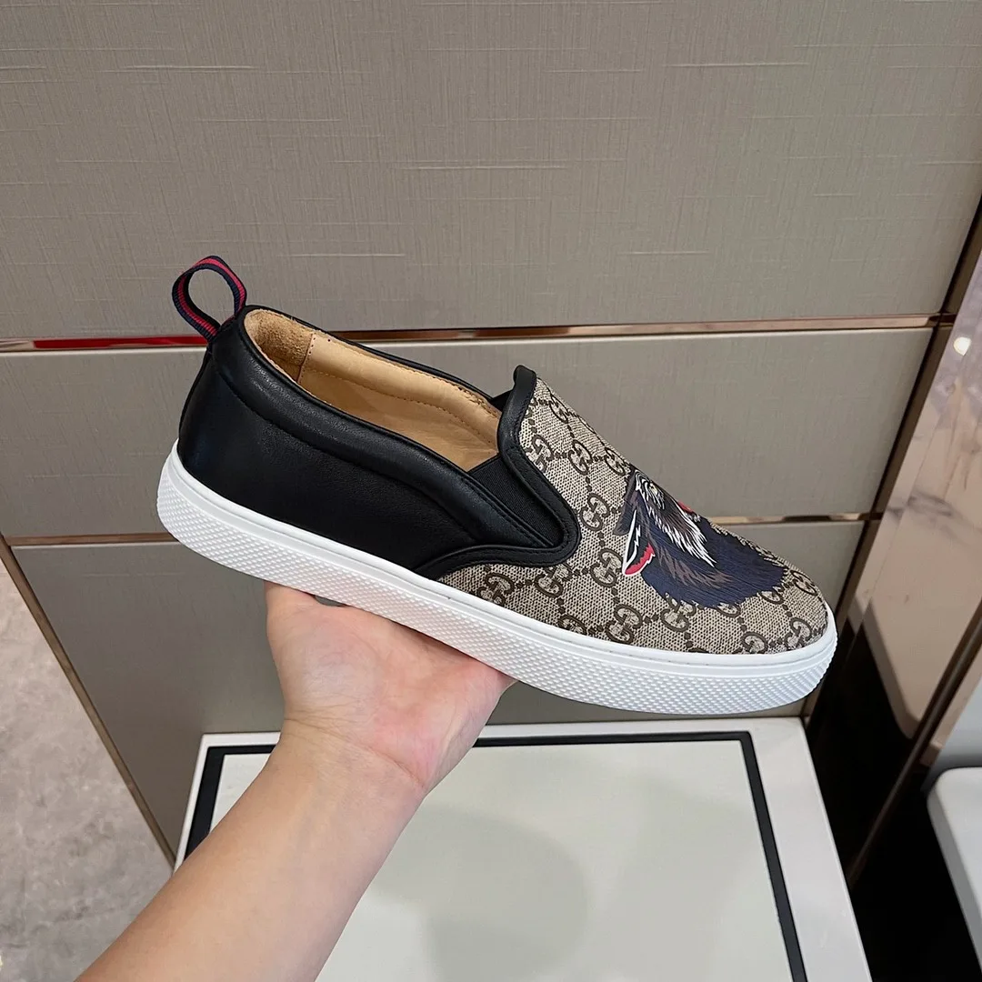 Alternative view of Gucci Men’s GG Supreme Slip-On With Wolf Printed Black And Gray