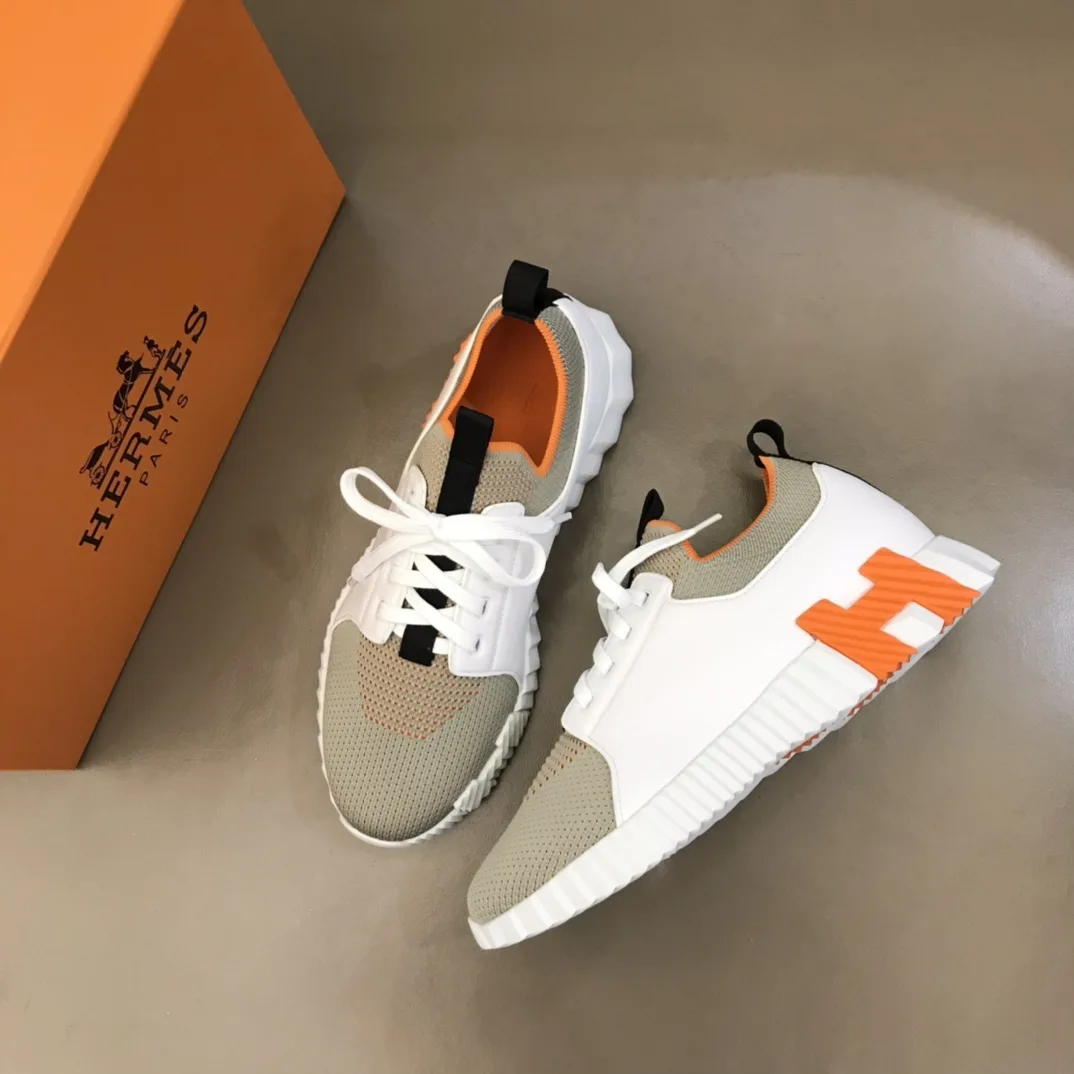 Hermes Depart Sneakers White/ Light Grey - Image 3