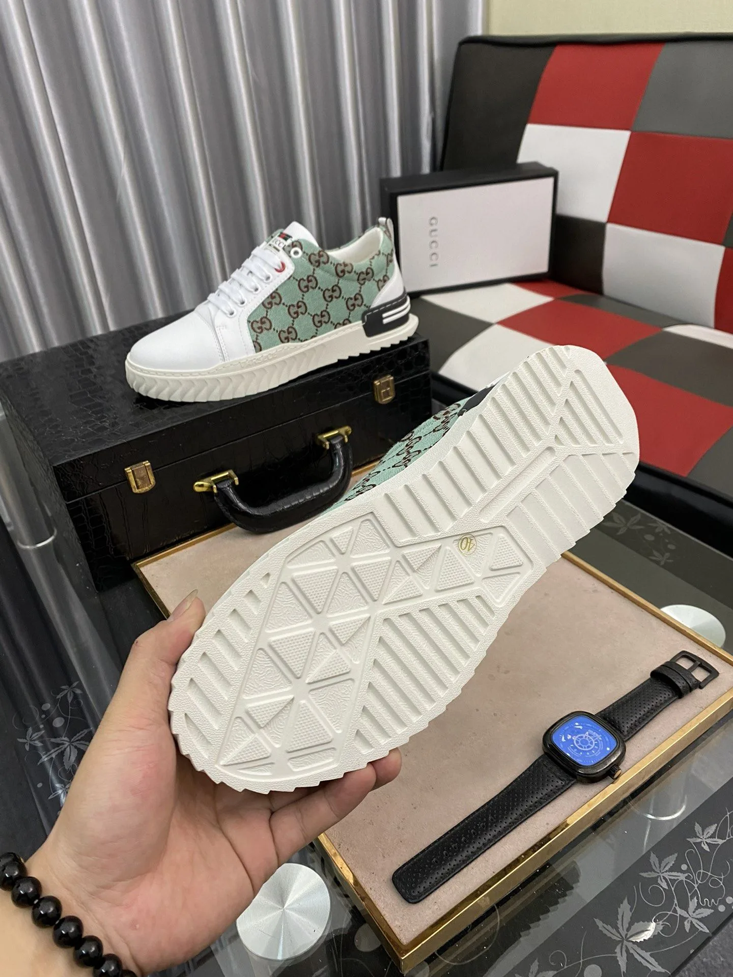 Alternative view of Gucci Men’s GG Ace Sneaker Green And White