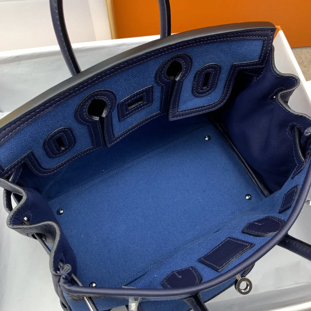Hermes Birkin Cargo 25 Top Handle Bag / Blue Silver Hardware Bag - Image 2