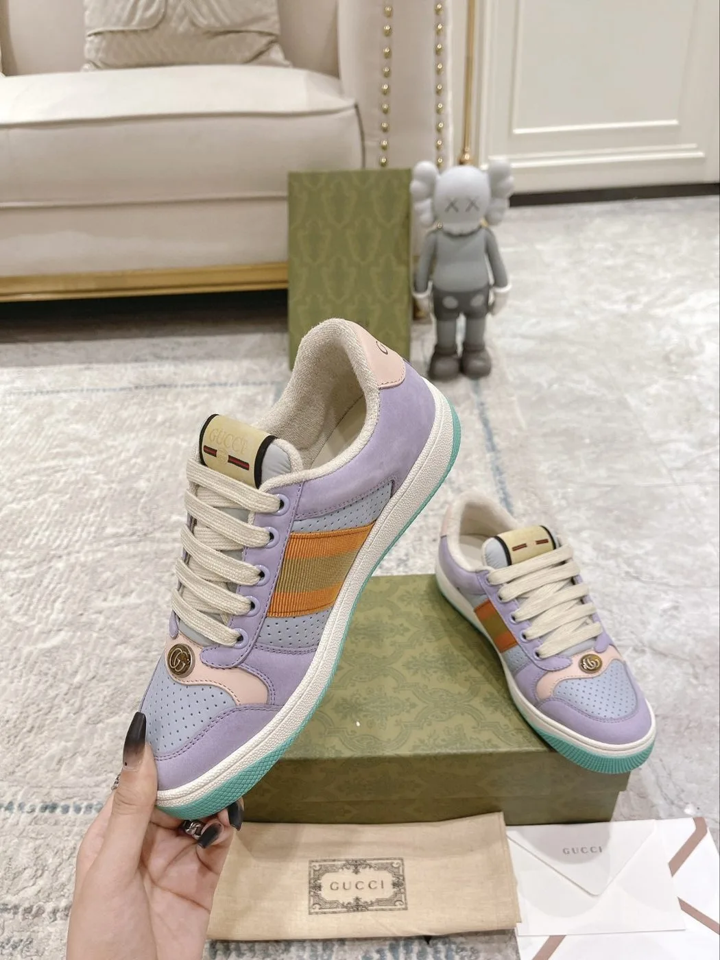 Gucci Women’s Gucci Lovelight Screener Sneaker Lilac - Image 5