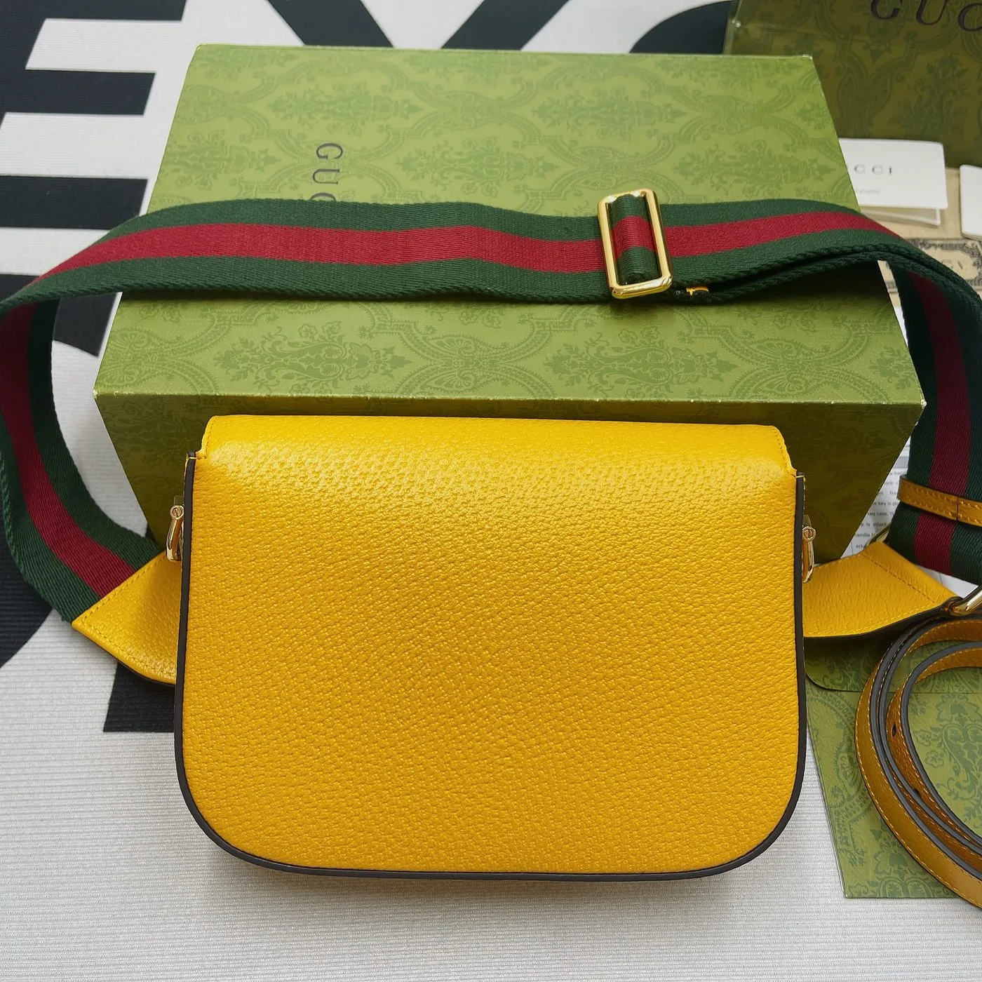 Gucci x Adidas Horsebit 1955 Mini Bag Yellow - Image 3