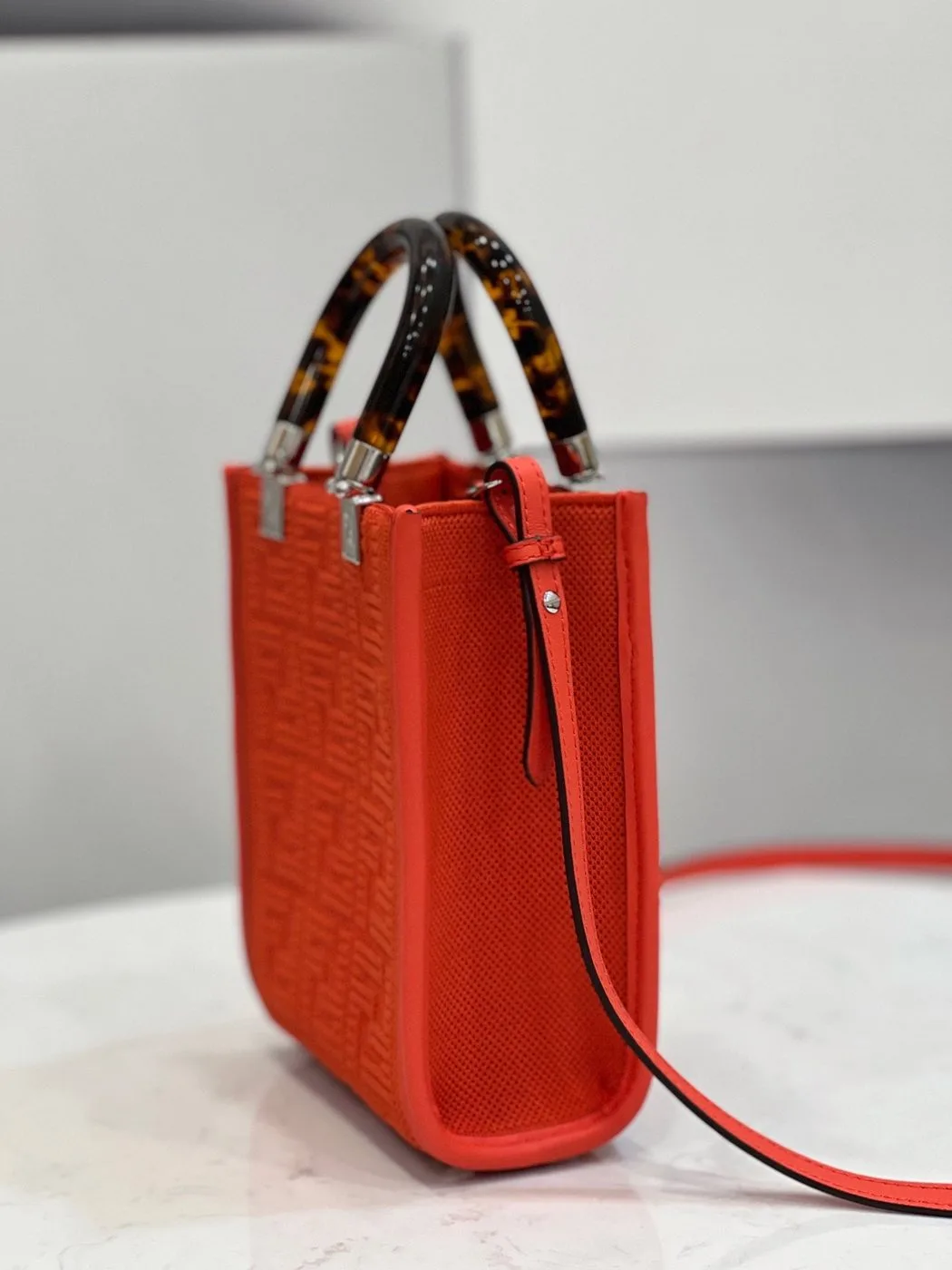 Alternative view of Fendi Mini Sunshine Shopper Red