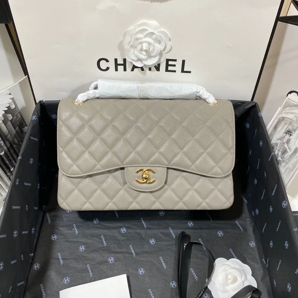 Chanel Classic Flap Bag Large Crossbody / Grey Gold Hardware - Image 7