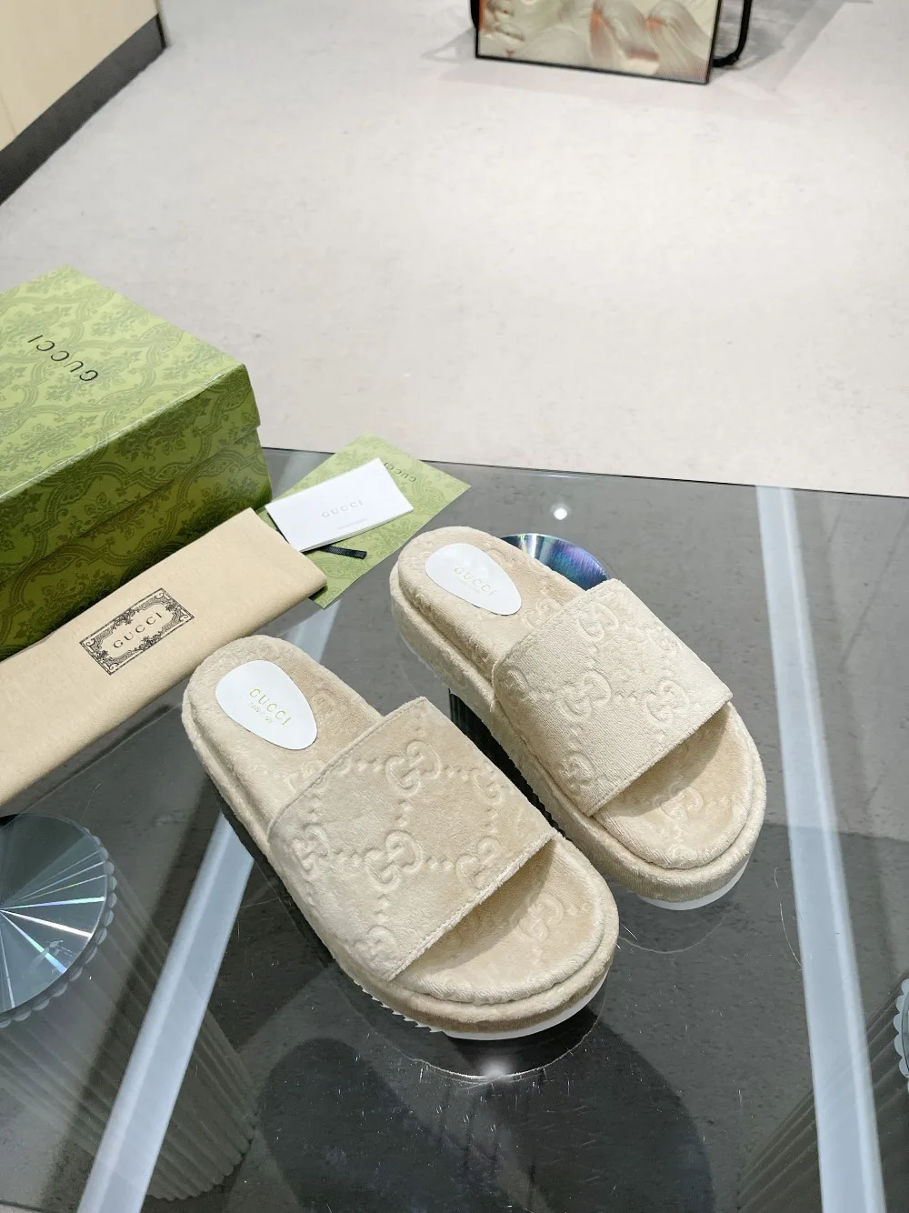 Gucci Women’s GG Platform Sandal Beige