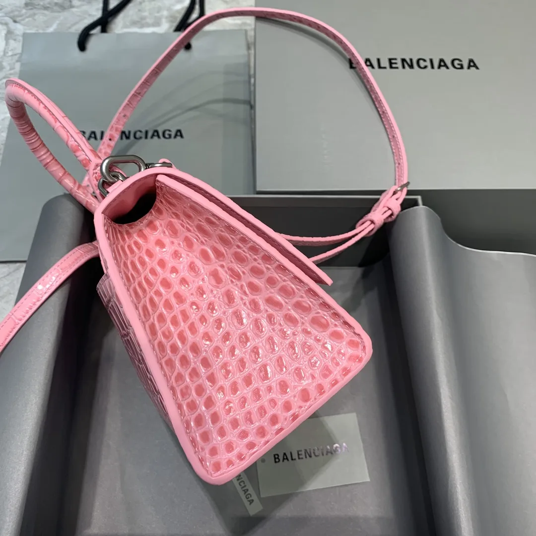 Balenciaga Hourglass Small Handbag In Dark Pink - Image 3