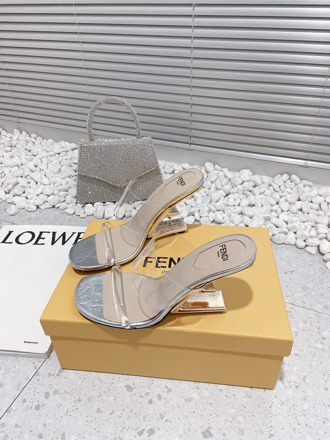 Alternative view of Fendi First Silver Transparent Medium-Heeled Sandals