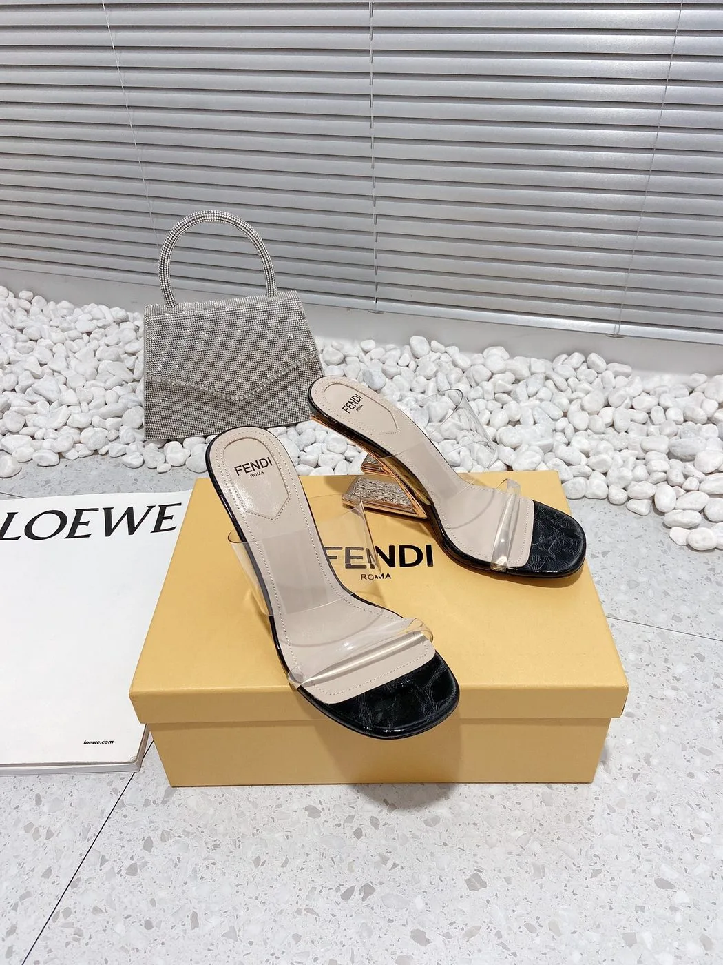 Fendi First Black Transparent Medium-Heeled Sandals - Image 4