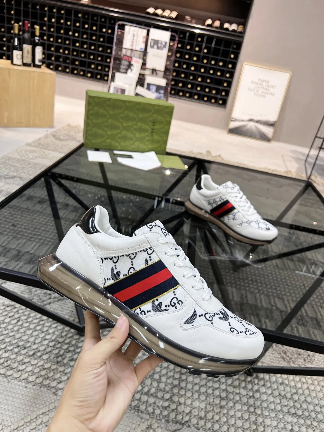 Alternative view of Gucci x Adidas Men’s GG Sneakers With Web White