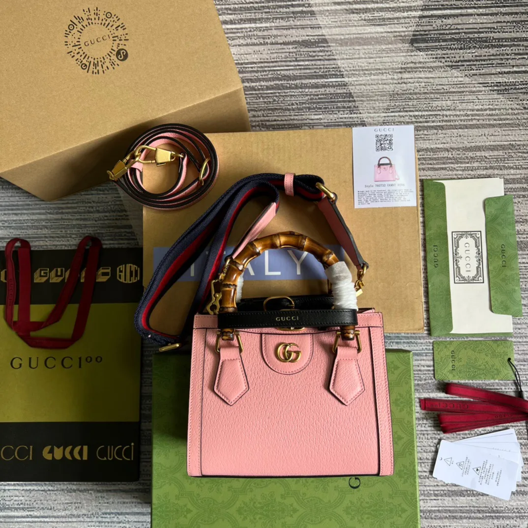 Alternative view of Gucci Diana Mini Tote Bag / Pink Gold Hardware