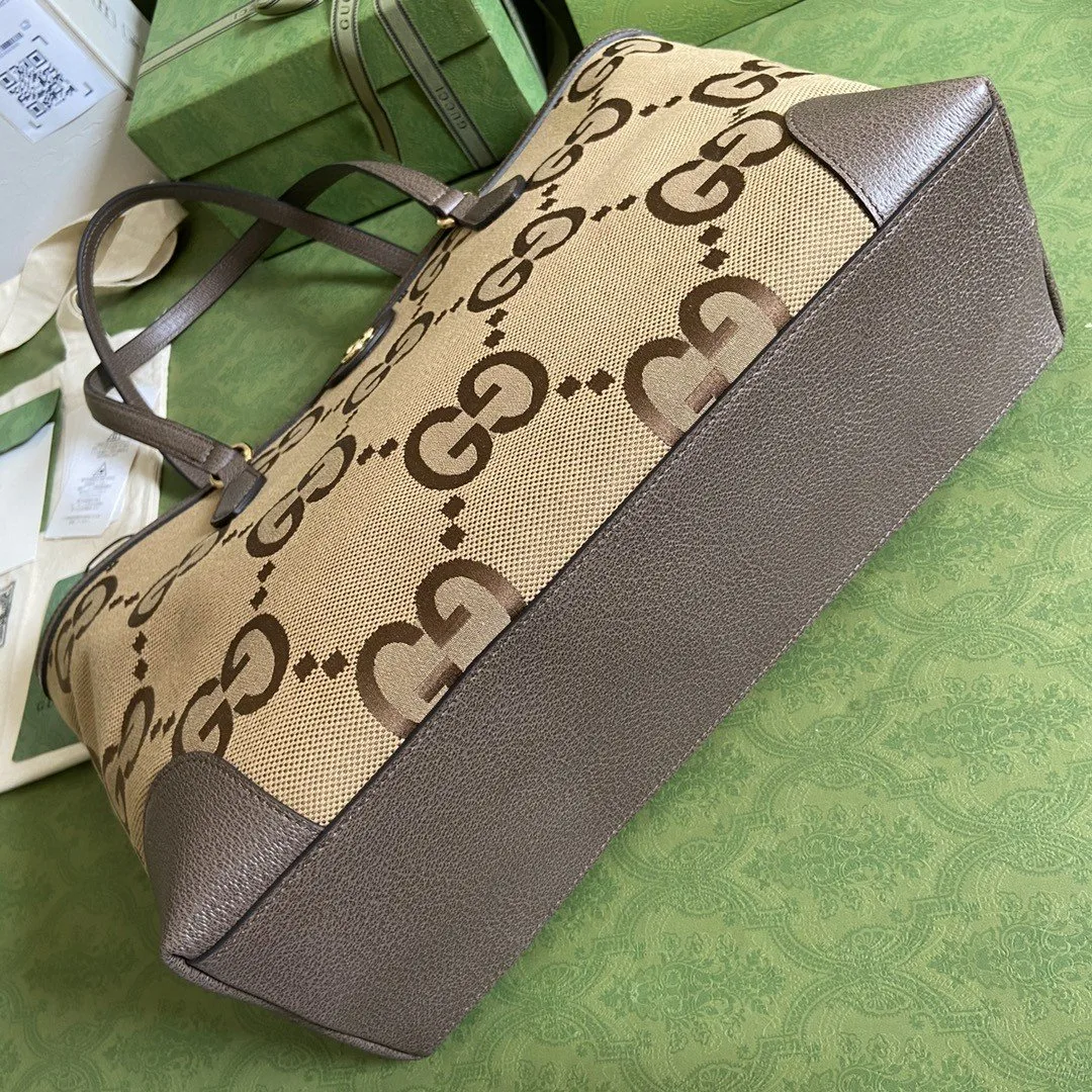 Gucci Ophidia Jumbo GG Medium Tote Camel And Ebony Jumbo Canvas / - Image 3