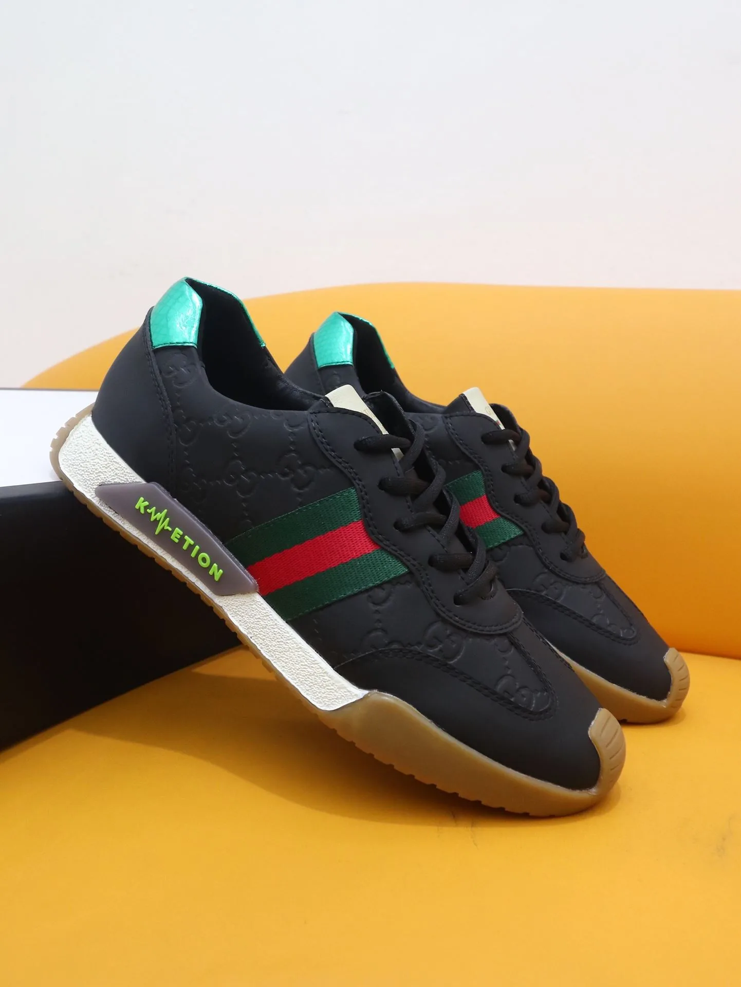 Alternative view of Gucci Men’s GG Embossed Sneakers With Web Ketion Black