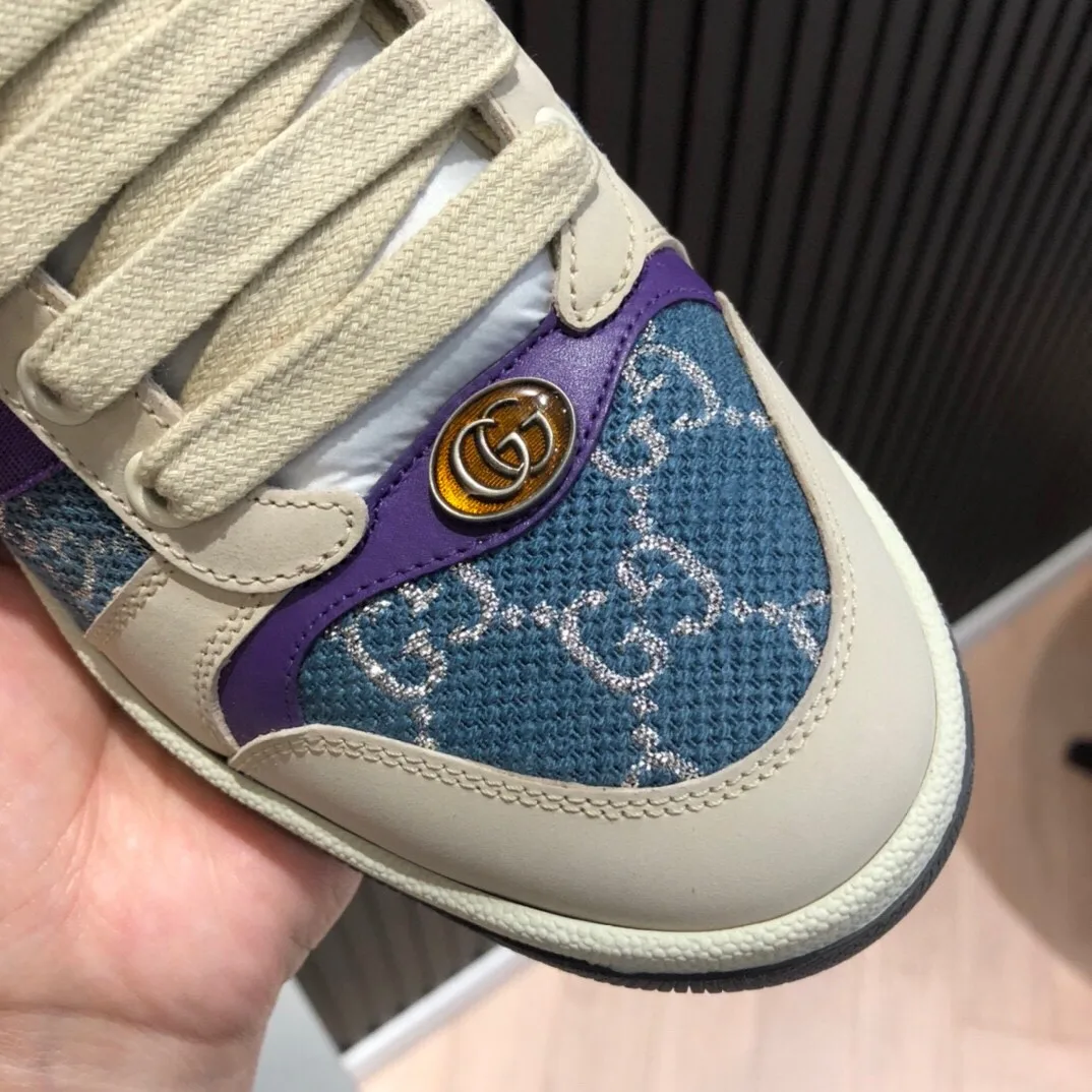 Gucci Men’s Screener Low-Top Blue GG Lamé - Image 4