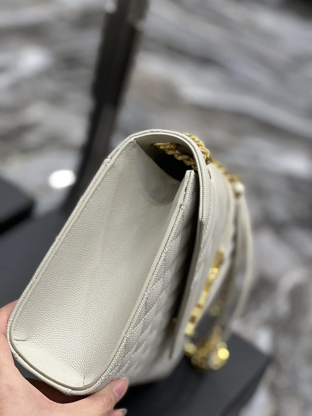Saint Laurent Envelope Medium Chain Bag White - Image 4