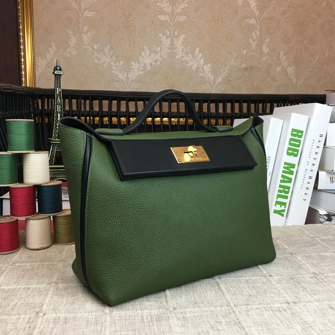 Hermes Clemence Swift Green Gold Toned Hardware - Image 5