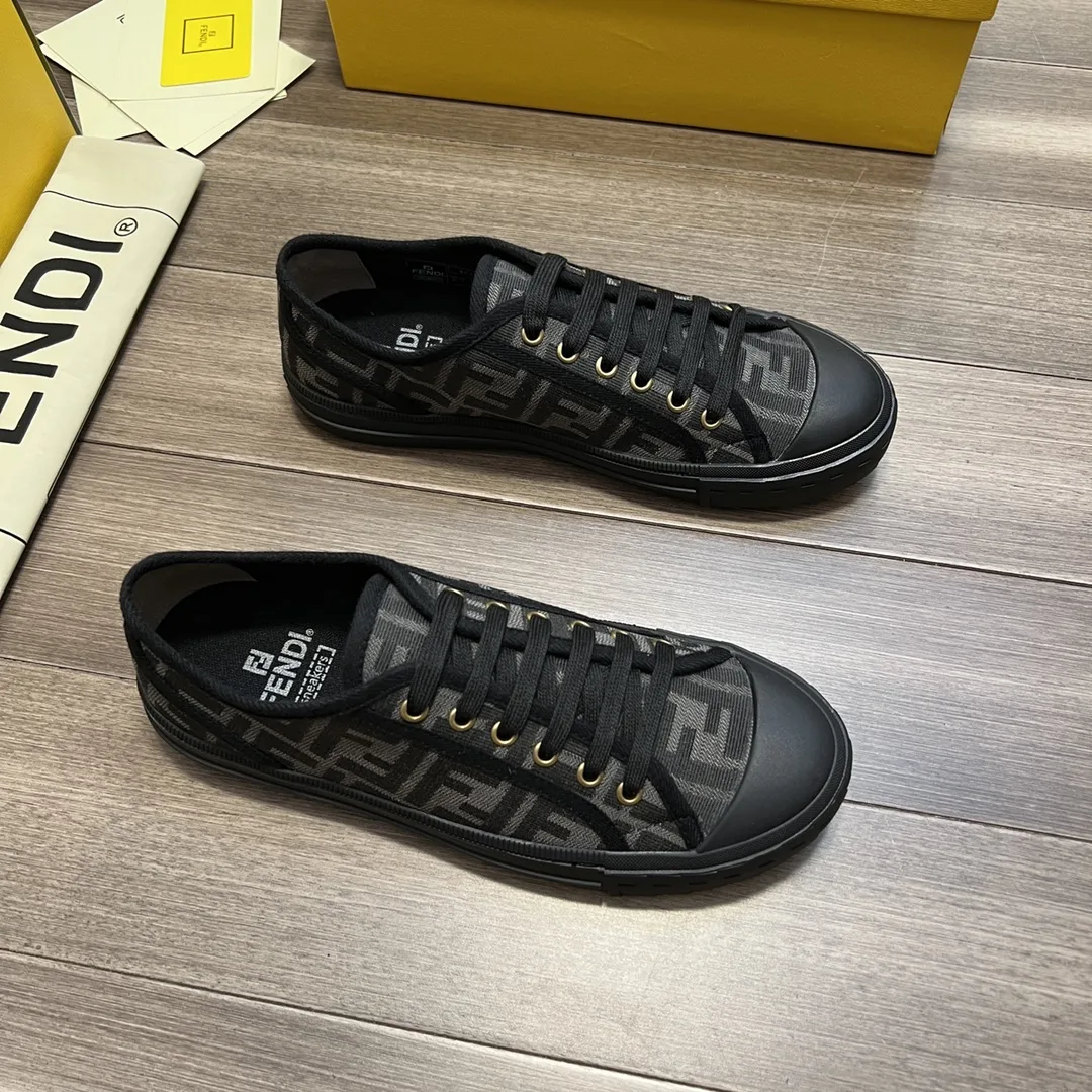 Alternative view of Fendi FD Domino Fabric Low-Tops Sneakers Black 7E1553AJZXF13I8