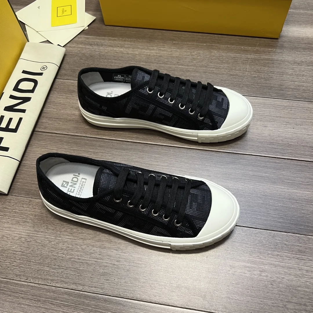 Alternative view of Fendi FD Domino Fabric Low-Tops Sneakers Black