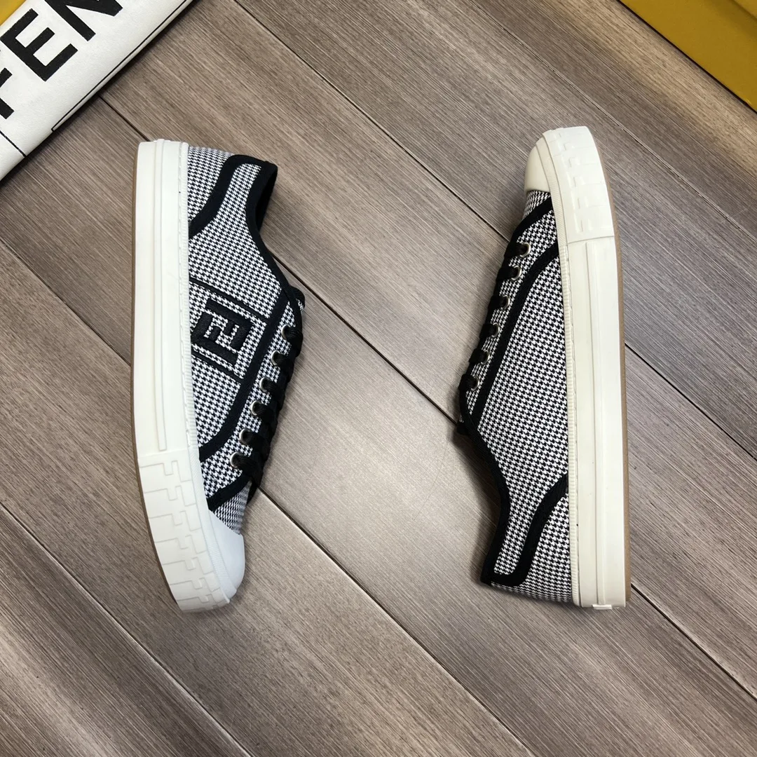 Fendi FD Domino Fabric Low-Tops Sneakers Black 7E1553AKX2F1DVL - Image 7