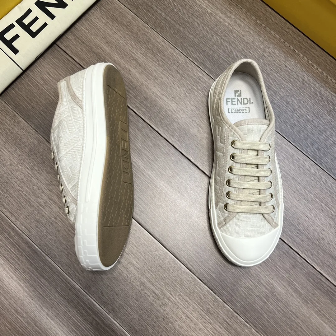 Fendi FD Domino Fabric Low-Tops Sneakers White 7E1553AK1PF1GQF - Image 6