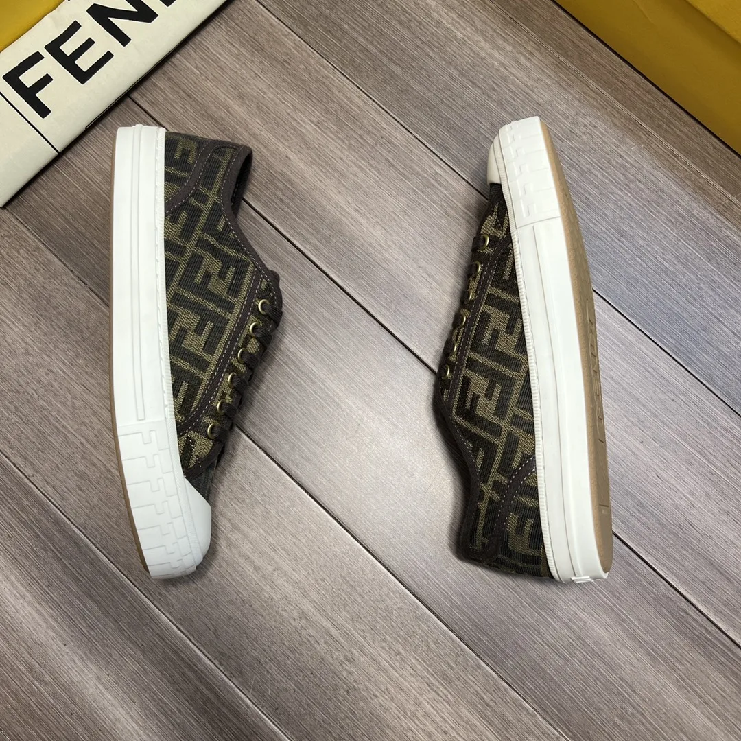 Fendi FD Domino Fabric Low-Tops Sneakers Brown 7E1553AJZXF0R7V - Image 7