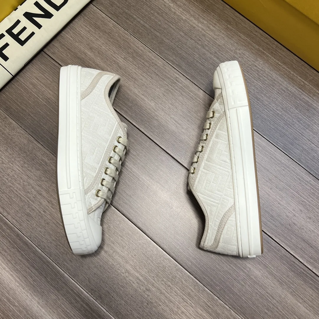 Fendi FD Domino Fabric Low-Tops Sneakers White 7E1553AK1PF1GQF - Image 7