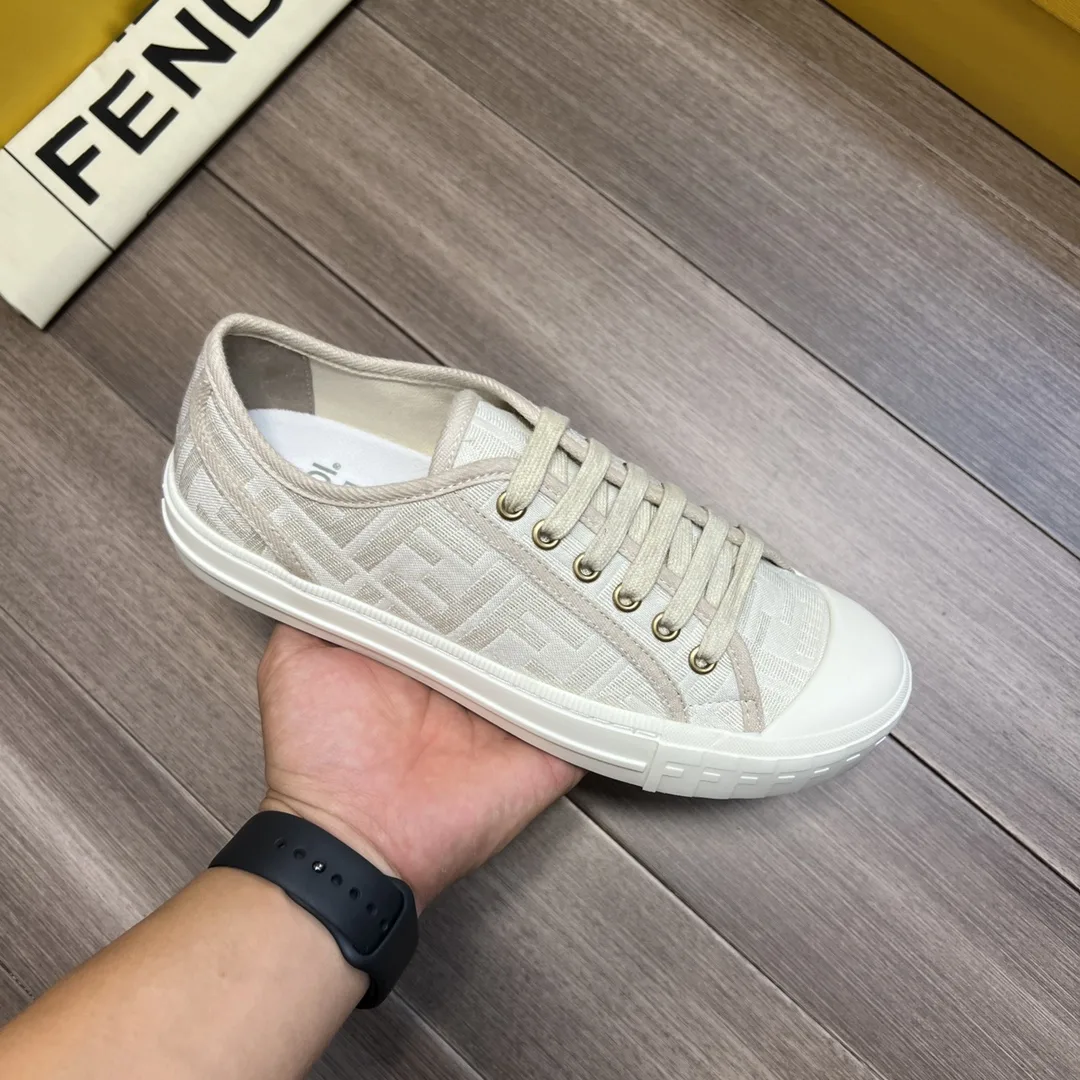 Fendi FD Domino Fabric Low-Tops Sneakers White 7E1553AK1PF1GQF - Image 8