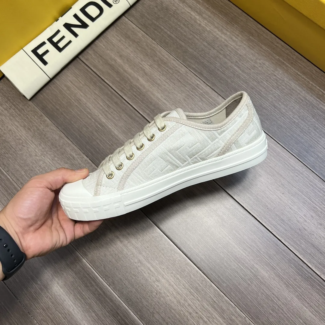 Fendi FD Domino Fabric Low-Tops Sneakers White 7E1553AK1PF1GQF - Image 9