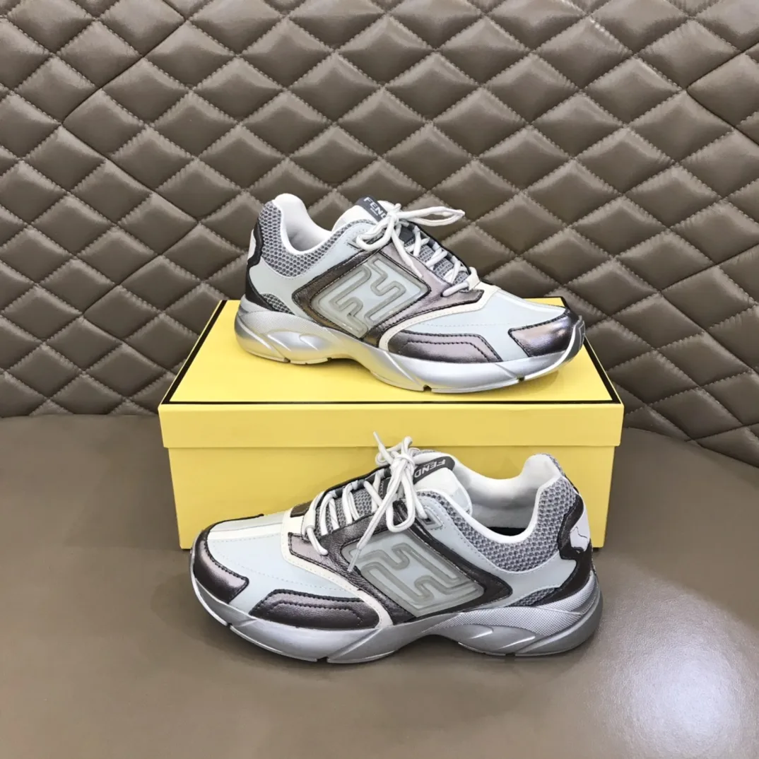 FD Fendi Faster Trainers Sneakers Grey - Image 4