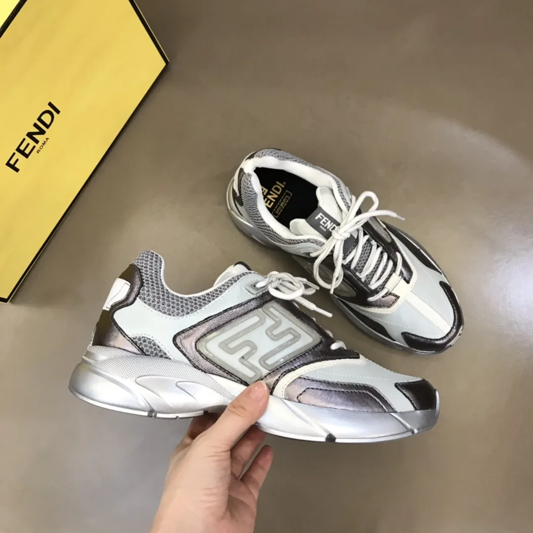 FD Fendi Faster Trainers Sneakers Grey - Image 5