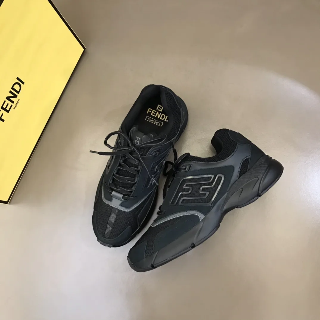 FD Fendi Faster Trainers Sneakers Black 7E1555AKX6F1ICG - Image 3