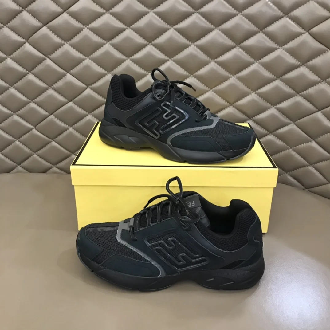 FD Fendi Faster Trainers Sneakers Black 7E1555AKX6F1ICG - Image 5
