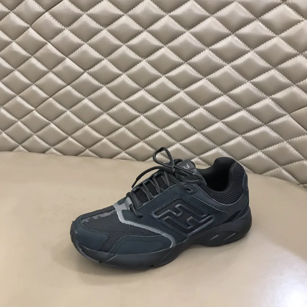FD Fendi Faster Trainers Sneakers Black 7E1555AKX6F1ICG - Image 6