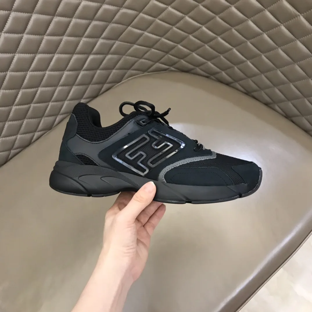 FD Fendi Faster Trainers Sneakers Black 7E1555AKX6F1ICG - Image 7