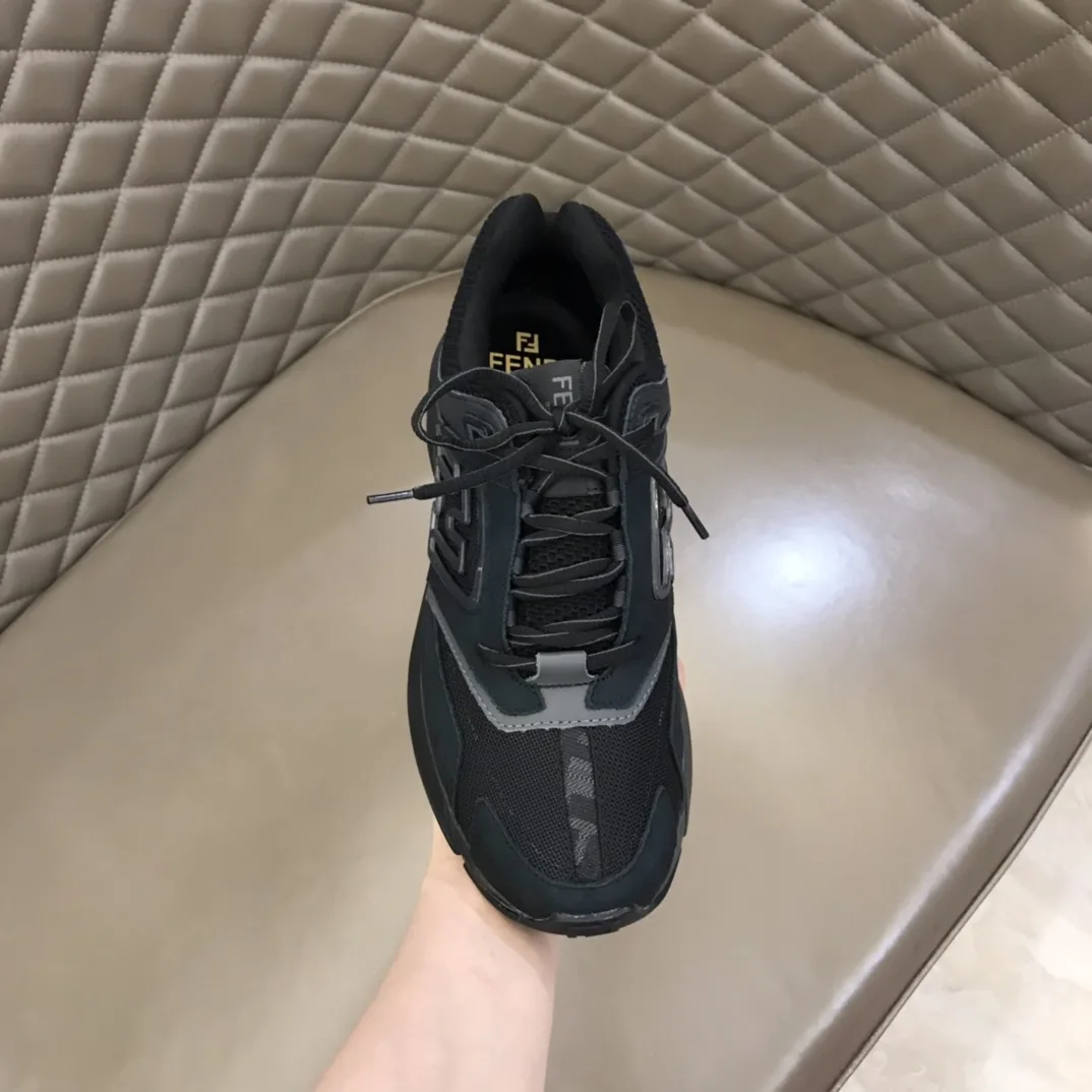FD Fendi Faster Trainers Sneakers Black 7E1555AKX6F1ICG - Image 8