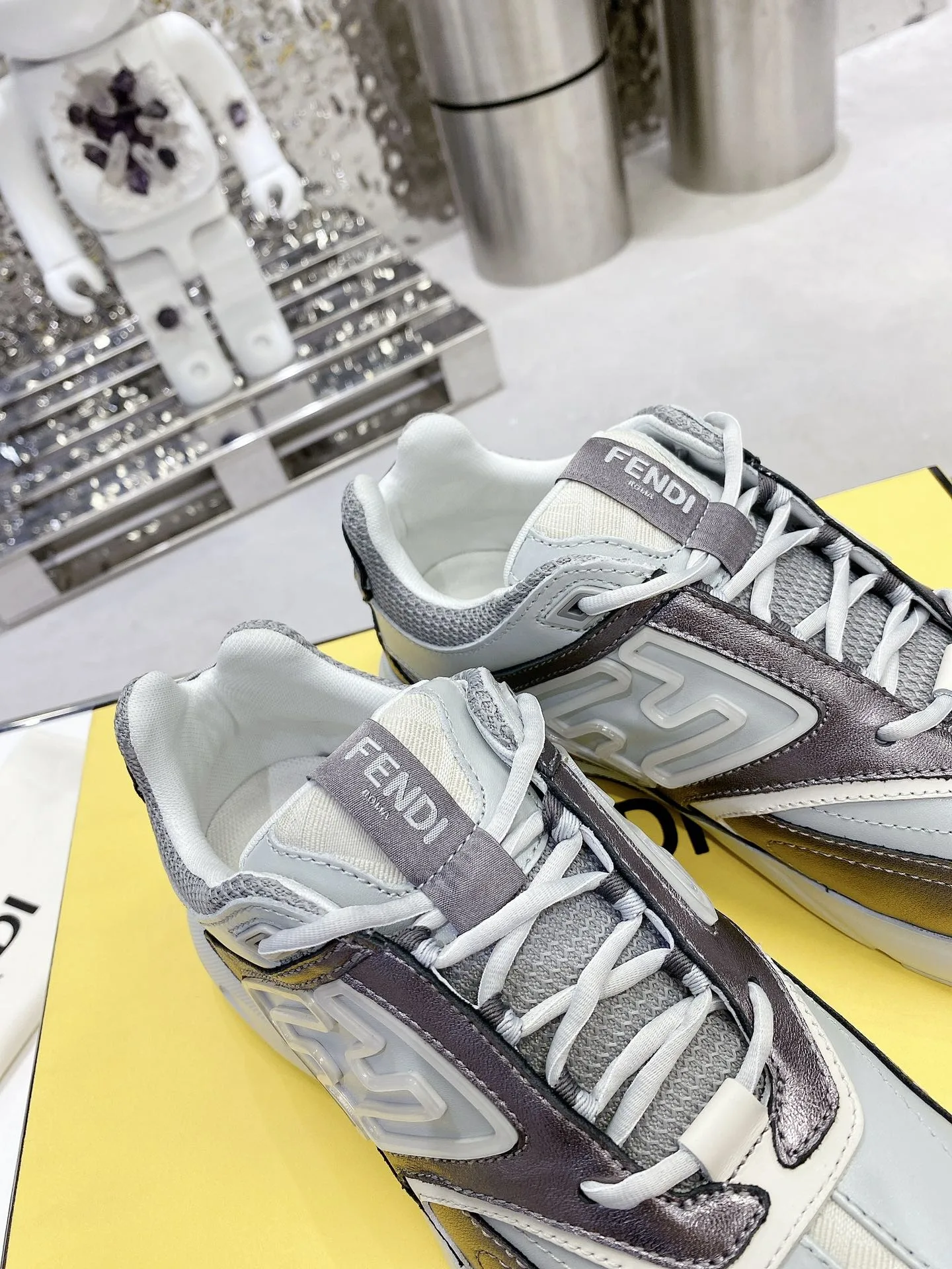 Fendi FD Fendi Faster Low-Tops Sneakers Grey 7E1555AKX4F1ICJ - Image 9