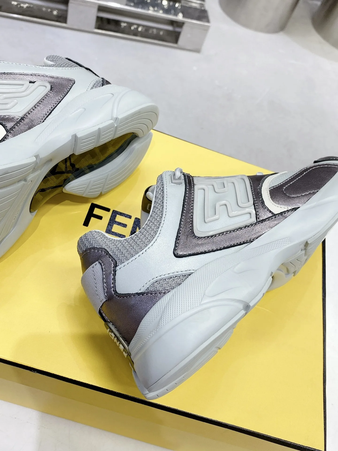 Fendi FD Fendi Faster Low-Tops Sneakers Grey 7E1555AKX4F1ICJ - Image 8