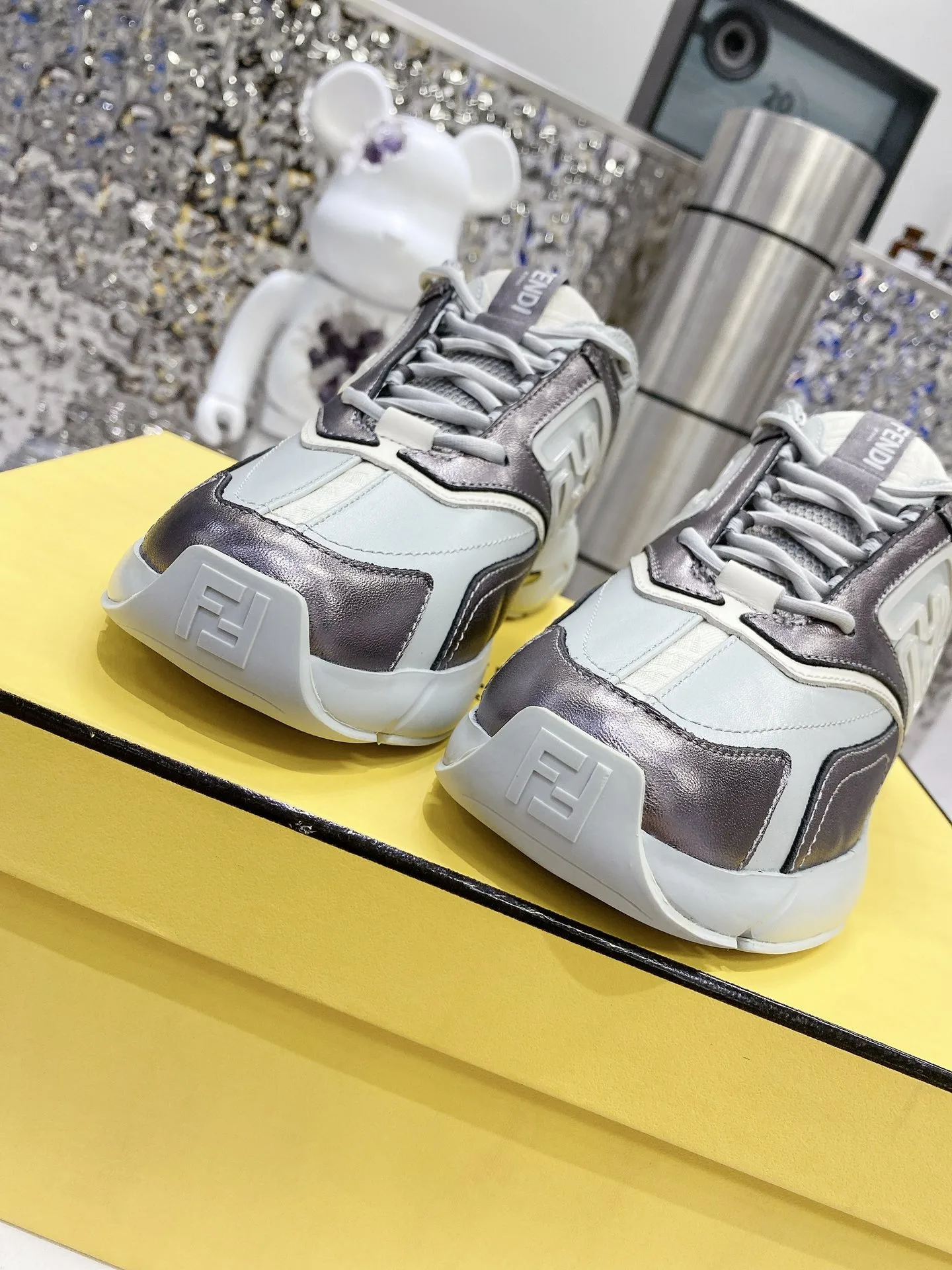 Fendi FD Fendi Faster Low-Tops Sneakers Grey 7E1555AKX4F1ICJ - Image 6