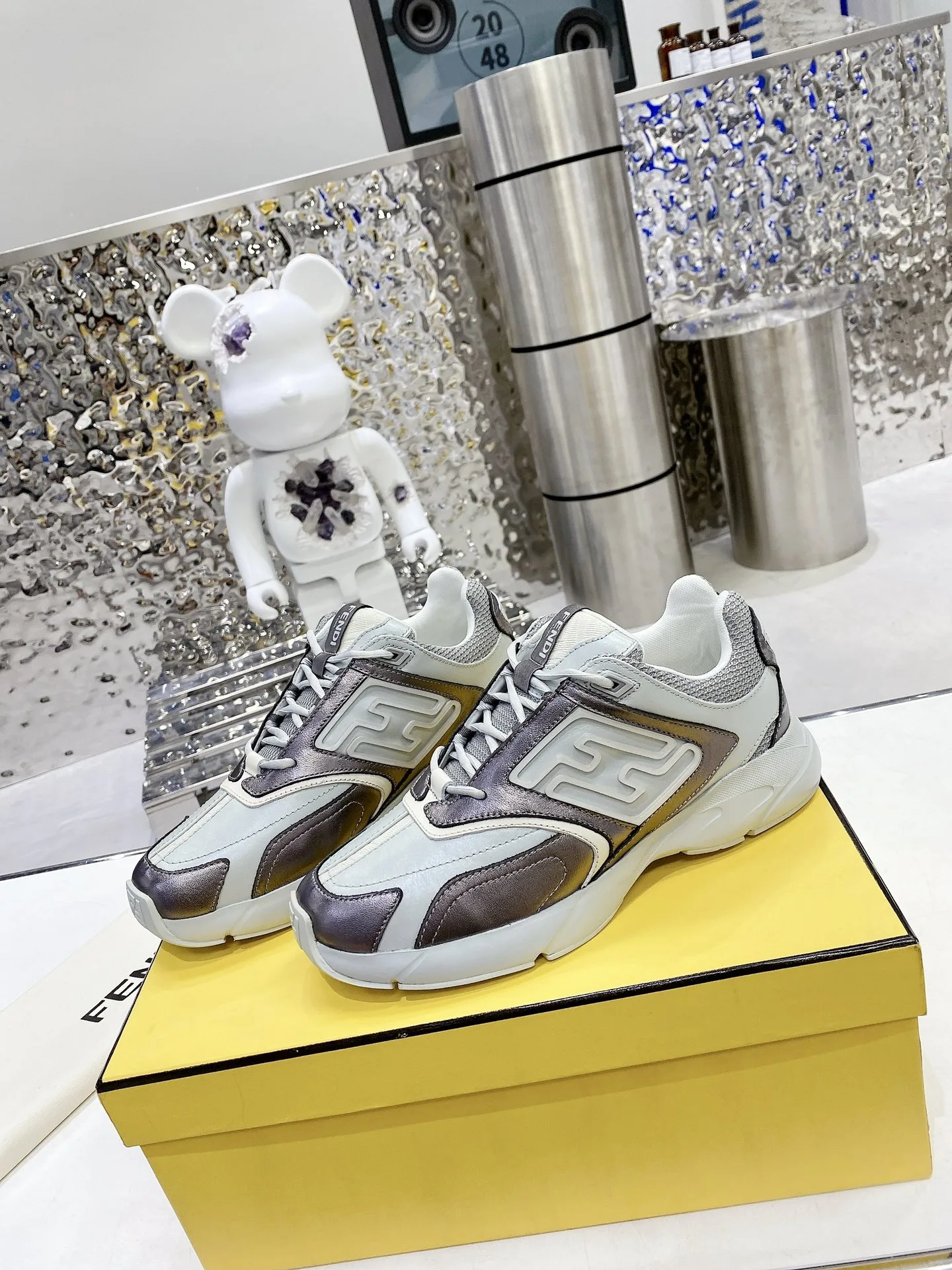 Fendi FD Fendi Faster Low-Tops Sneakers Grey 7E1555AKX4F1ICJ - Image 4
