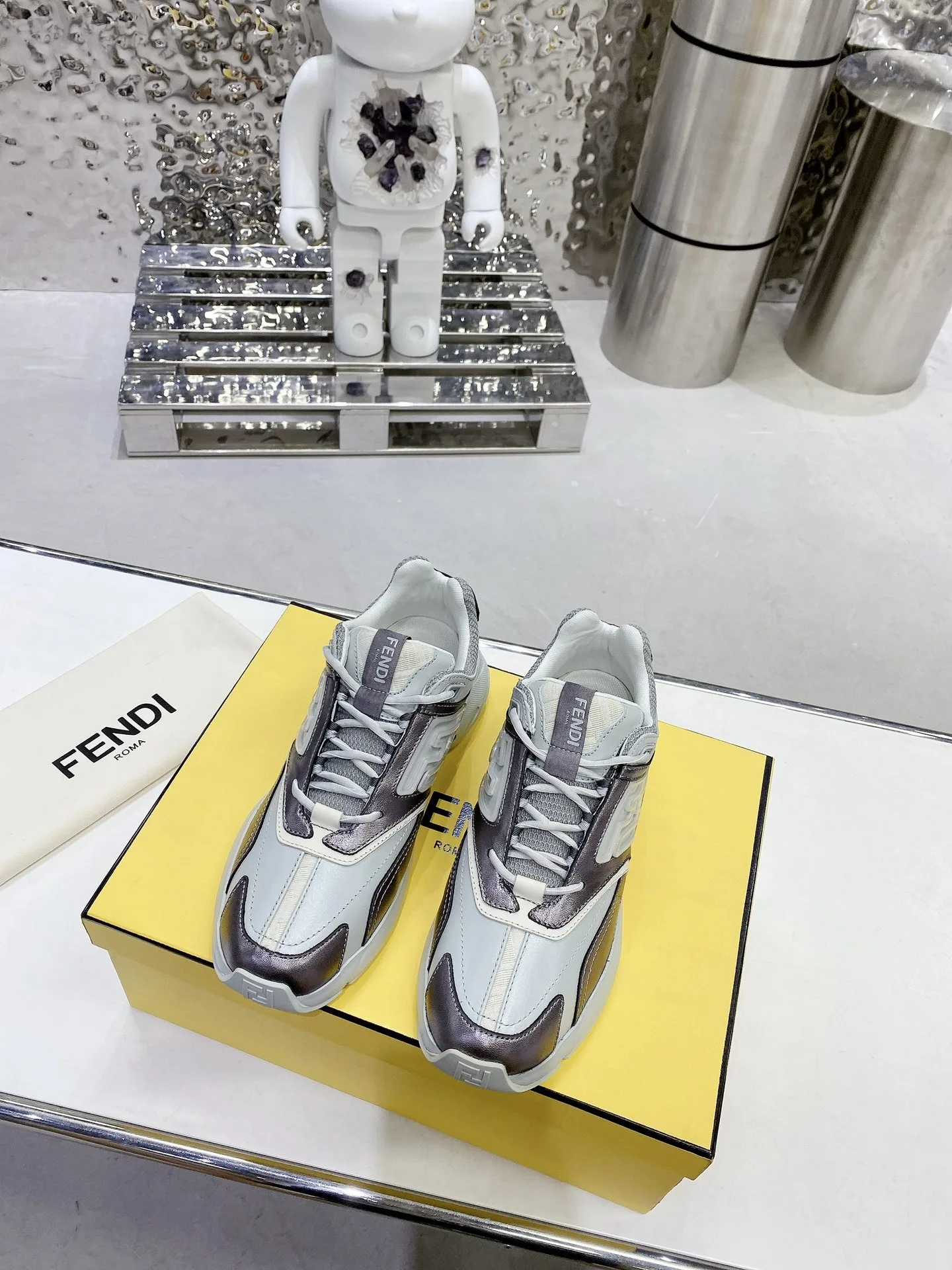 Alternative view of Fendi FD Fendi Faster Low-Tops Sneakers Grey 7E1555AKX4F1ICJ