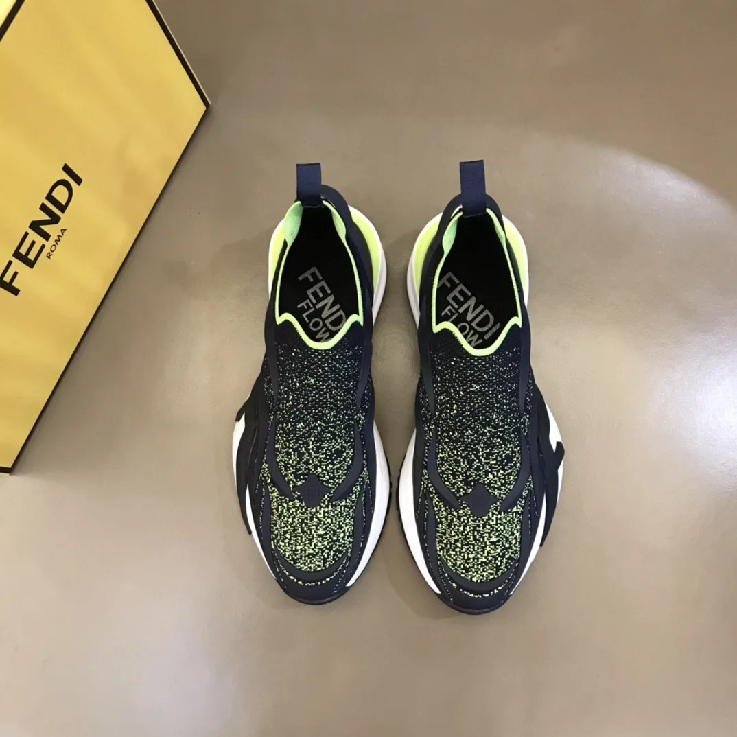 FD Fendi Flow Running Sneakers Black And Green - Image 5
